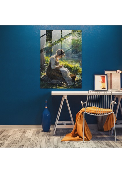 Johannes Vermeer Cam Tablo - Huzurlu Açık Hava Cam Duvar Sanatı - Johannes Vermeer Modern Sanat Duvar Süsleme modelleri