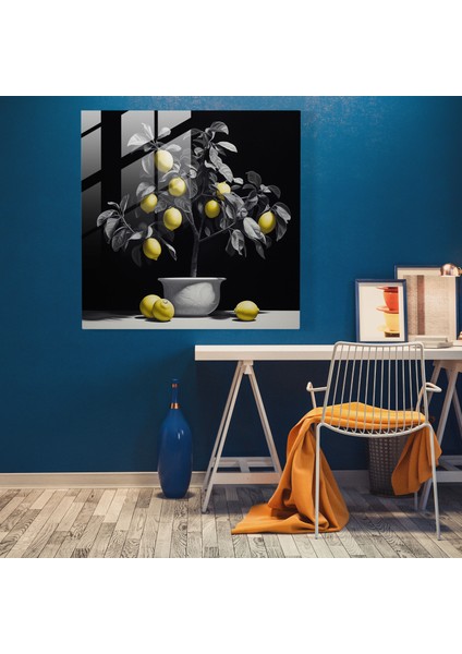 Tek Renkli Limon Ağacı Cam Tablo - Limon Ağacı Cam Tablo Ev Dekorasyonu modelleri