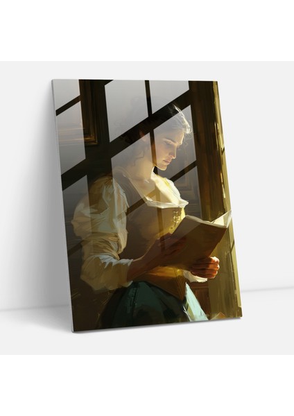 Johannes Vermeer Cam Tablo - Johannes Vermeer Cam Sanatı Cam Duvar Sanatı Ev Dekorasyonu