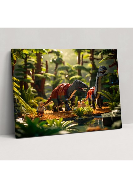 LEGO Dinozor Cam Tablo - Ev Dekorasyonu Tarihöncesi Manzara Cam Sanatı