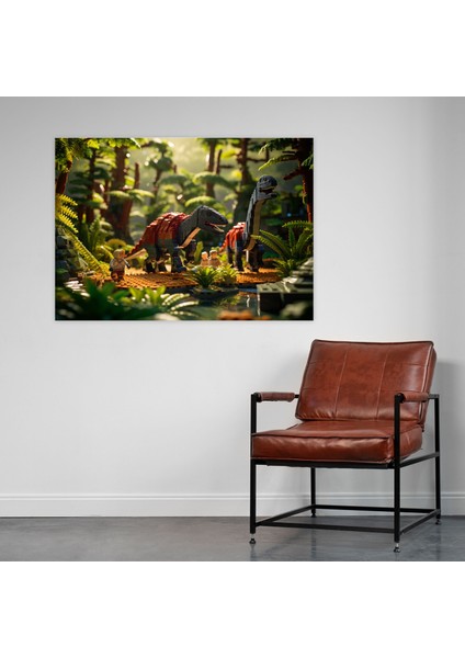 LEGO Dinozor Cam Tablo - Ev Dekorasyonu Tarihöncesi Manzara Cam Sanatı fiyatları