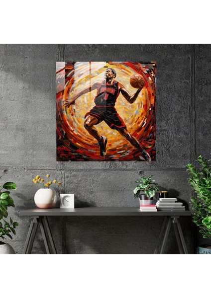 Michael Jordan Cam Tablosu - Büyüleyici Mozaik Sanat - Michael Jordan Zarafet Cam Duvar Sanatı Ev Dekorasyonu fiyatları