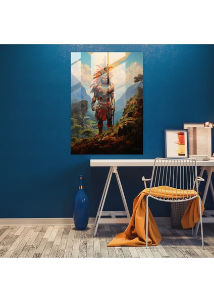 Inka Medeniyeti Cam Tablosu - Mayalı El Boyama Cam Tablo Ev Dekorasyonu fiyatları