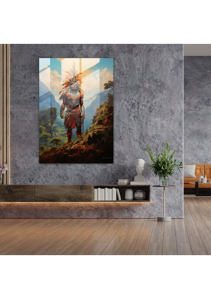 Inka Medeniyeti Cam Tablosu - Mayalı El Boyama Cam Tablo Ev Dekorasyonu modelleri