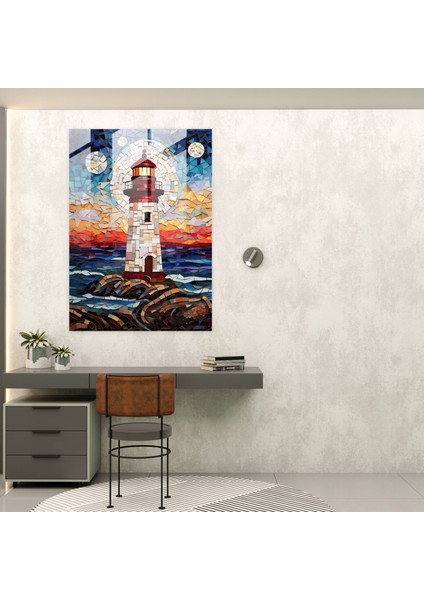 Mozaik Deniz Feneri Cam Duvar Sanatı - Deniz Feneri Modern Sanat Ev Dekorasyonu Mozaik Eser fiyatları