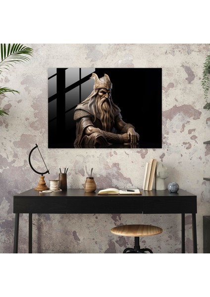 Efsanevi Cam Duvar Sanatı - Şık Odin - Efsane Minimalist Heykel Kuzey Tanrısı Duvar Dekorasyonu fiyatları