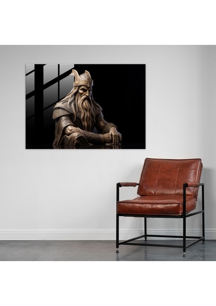 Efsanevi Cam Duvar Sanatı - Şık Odin - Efsane Minimalist Heykel Kuzey Tanrısı Duvar Dekorasyonu modelleri