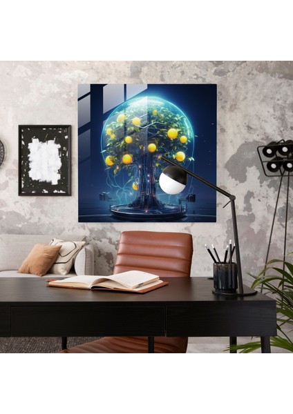 Gelecek Odaklı Limon Ağacı Cam Tablo - Limon Ağacı Cam Sanat Ev Dekorasyonu fiyatları