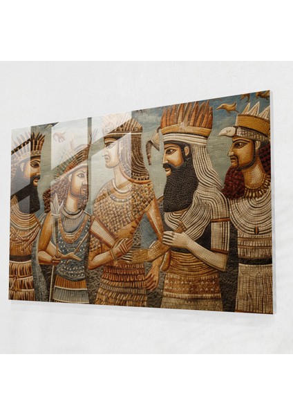 Mezopotamya Mitolojisi Cam Tablosu - Mitoloji Cam Duvar Sanatı Mezopotamya Mitolojisi Kültür Mozaği