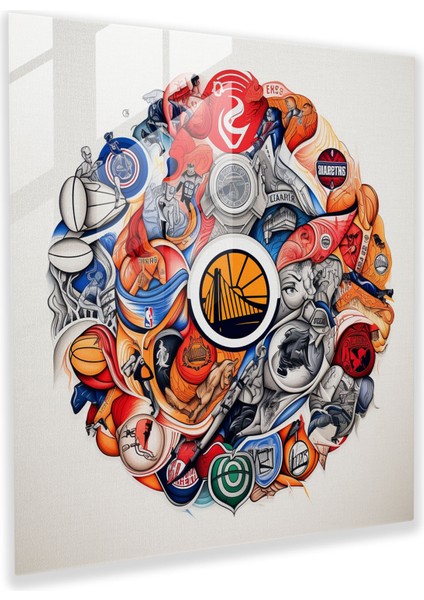 Nba Cam Tablosu - Takım Logoları Çizimi - Ev Dekorasyonu Cam Duvar Sanatı Çizim