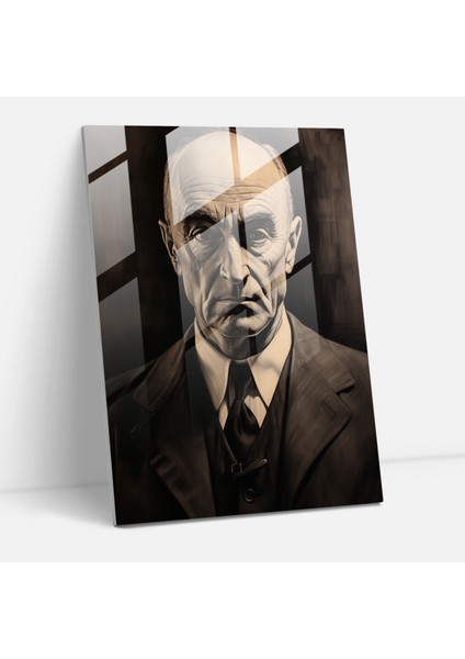 Oppenheimer Ev Dekorasyonu - Detaylı Gölge Oyunu ile Cam Tablo Duvar Dekorasyonu