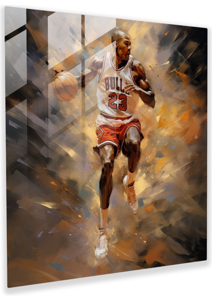 Michael Jordan Cam Tablo - Izlenimci Sanat Eseri - Micheal Jordan Izlenimci Sanat Duvar Dekorasyonu Cam Duvar Sanatı