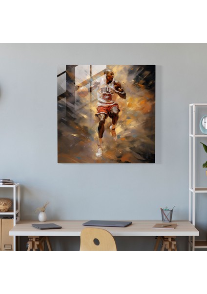 Michael Jordan Cam Tablo - Izlenimci Sanat Eseri - Micheal Jordan Izlenimci Sanat Duvar Dekorasyonu Cam Duvar Sanatı fiyatları
