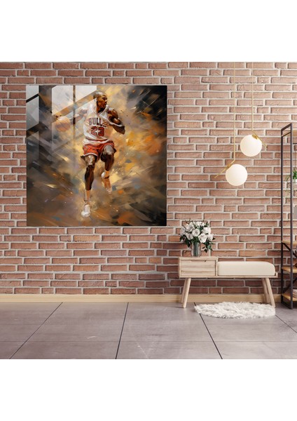 Michael Jordan Cam Tablo - Izlenimci Sanat Eseri - Micheal Jordan Izlenimci Sanat Duvar Dekorasyonu Cam Duvar Sanatı modelleri