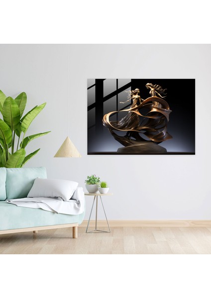 Mitoloji Cam Tablosu - Mitolojik Figürlerin Dansı - Mitoloji Zarafet Cam Sanatı Çağdaş Heykel modelleri