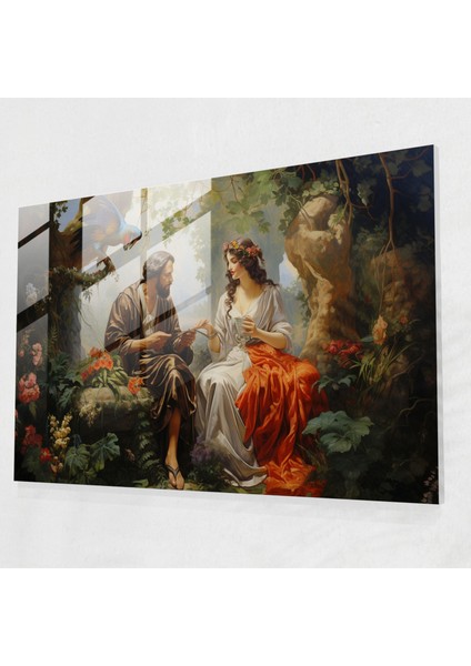 Klasik Yunan Mitolojisi Cam Tablo - Klasik Yağlı Boya Zarafet