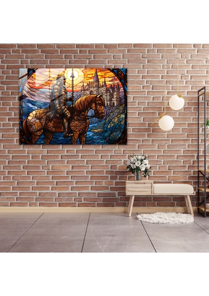 Ortaçağ Şövalye Cam Tablo - Ortaçağ Parlayan Zırh Şövalye Duvar Dekorasyonu modelleri