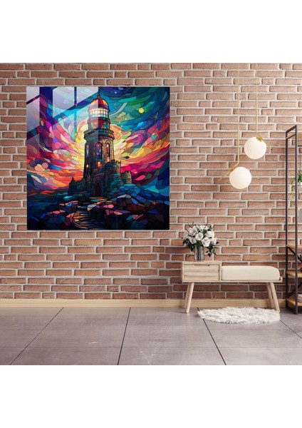 Kız Kulesi Vitray Baskı - Kız Kulesi Cam Duvar Sanatı Geometrik Desenler Canlı Renkler fiyatları