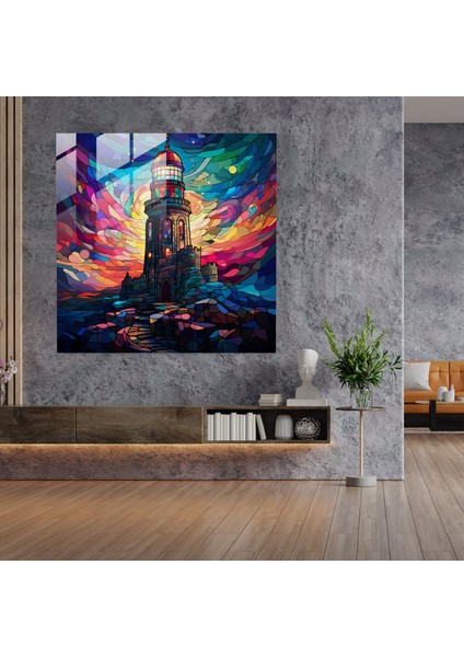 Kız Kulesi Vitray Baskı - Kız Kulesi Cam Duvar Sanatı Geometrik Desenler Canlı Renkler modelleri