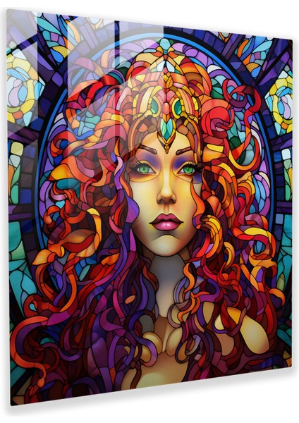 Medusa'nın Göksel Vitray Baskısı - Ev Dekorasyonu Cam Sanatı