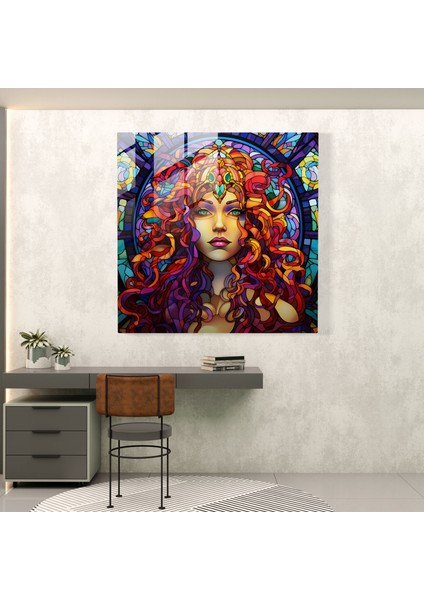 Medusa'nın Göksel Vitray Baskısı - Ev Dekorasyonu Cam Sanatı modelleri