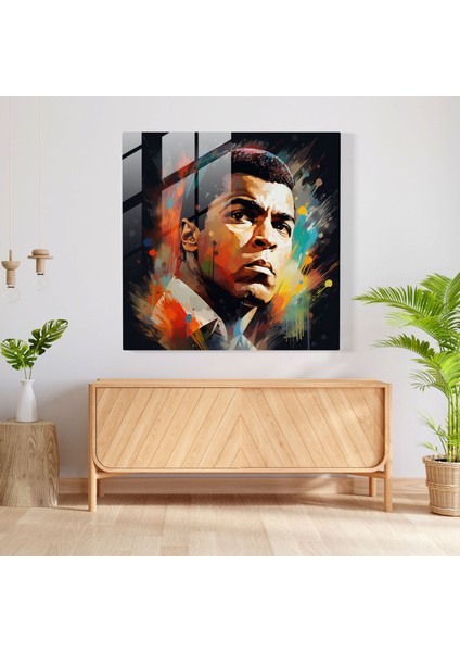 Muhammad Ali Dijital Sanat Cam Tablo - Karizmatik Duvar Dekorasyonu modelleri
