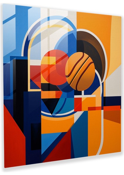 Nba Cam Tablo - Geometrik Takım Birleşimi - Nba Duvar Dekorasyonu Geometrik Soyutlama Modern Sanat