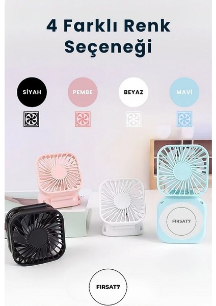 El Fanı Mini Masaüstü ve Boyun Askılı Fan Portatif Şarjlı 3 Kademeli Vantilatör Soğutucu modelleri