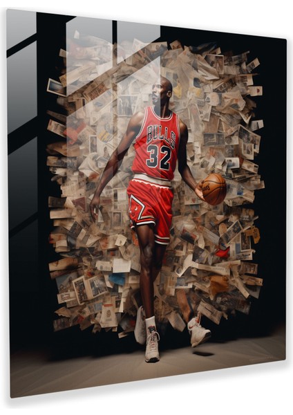 Michael Jordan Cam Tablosu - Bir Efsanenin Yolculuğu - Michael Jordan Cam Duvar Sanatı Yolculuk Tablosu