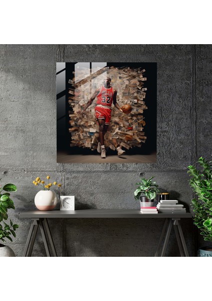Michael Jordan Cam Tablosu - Bir Efsanenin Yolculuğu - Michael Jordan Cam Duvar Sanatı Yolculuk Tablosu modelleri