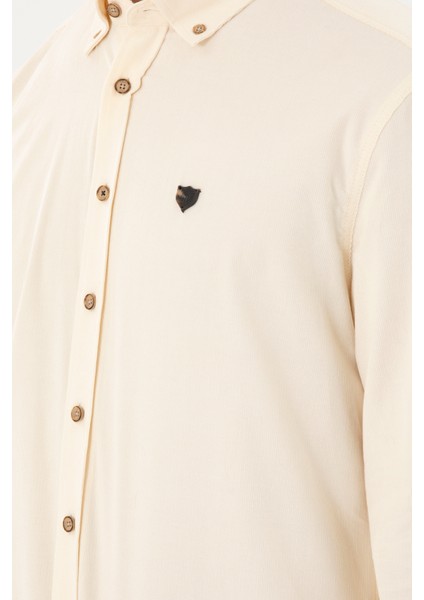 Erkek Krem Gömlek Desenli 50291395-VR071