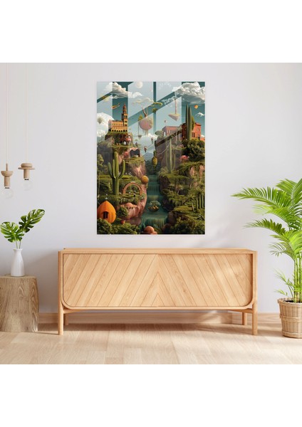 Frida Kahlo Tarzı Modern Sanat - Frida Kahlo Eserleri Frida Kahlo Tarzı Sürrealist Manzara Cam Tablo fiyatları