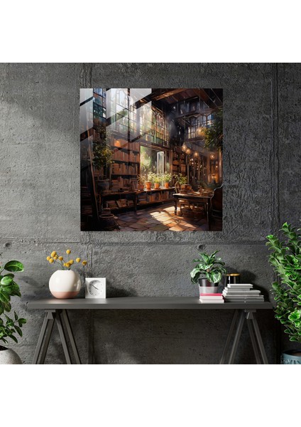 Nostaljik Kitapçı Cam Tablo - Eski Kitapçı Modern Sanat modelleri