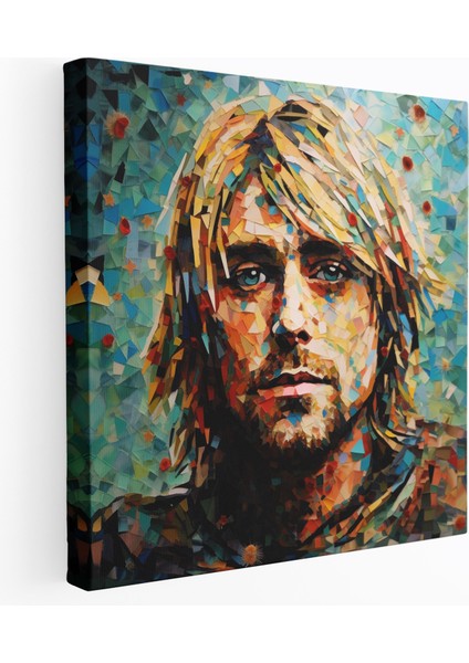 Kurt Cobain Cam Tablo - Mozaik Tarzı Kompozisyon Duvar Dekorasyonu Ev Dekorasyonu
