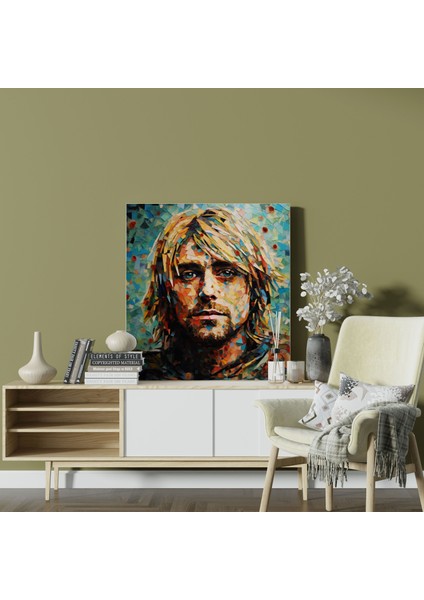 Kurt Cobain Cam Tablo - Mozaik Tarzı Kompozisyon Duvar Dekorasyonu Ev Dekorasyonu modelleri