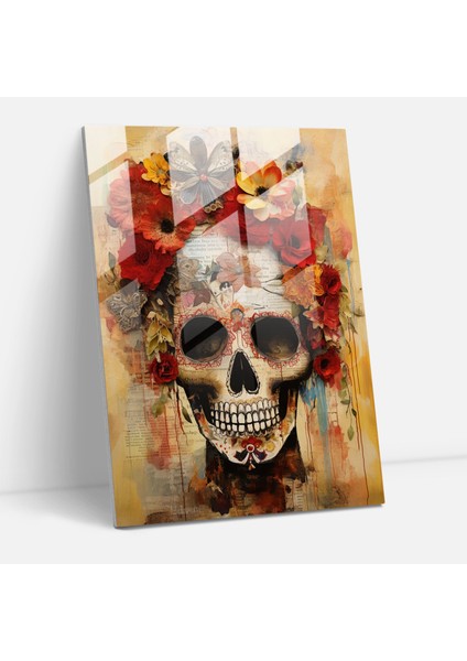 Los Muertos Kolaj Cam Duvar Sanatı - Modern Sanat Çağdaş Kolaj Görsel Olarak Etkileyici Kompozisyon