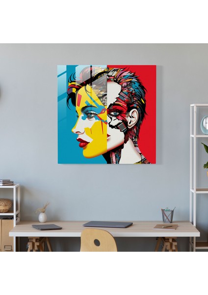 Modern Sanat Cam Tablosu - Pop Sanat Sembolleri Lensli - Lensli Cam Duvar Sanatı Ikonik Semboller Dönüşüm modelleri