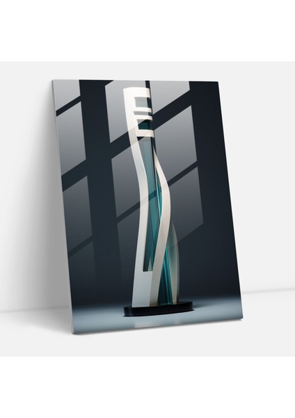 Minimalist Cam Sanatı - Geometrik Deniz Feneri - Deniz Feneri Cam Sanatı Modern Heykel Cam Duvar Sanatı