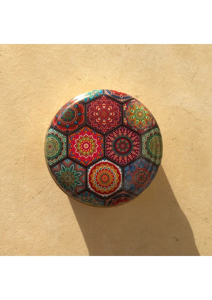 Çok Renkli Gold Teneke Kutu 7X3CM