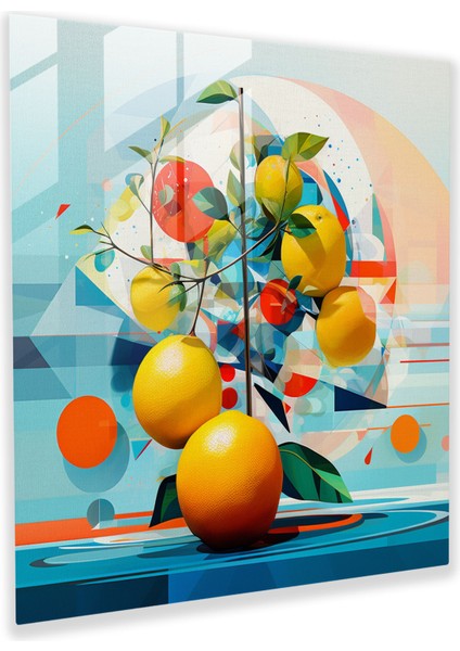 Modern Limon Ağacı Dijital Sanat Cam Tablosu - Limon Ağacı Cam Duvar Sanatı Büyüleyici Tasarım Cam Sanatı