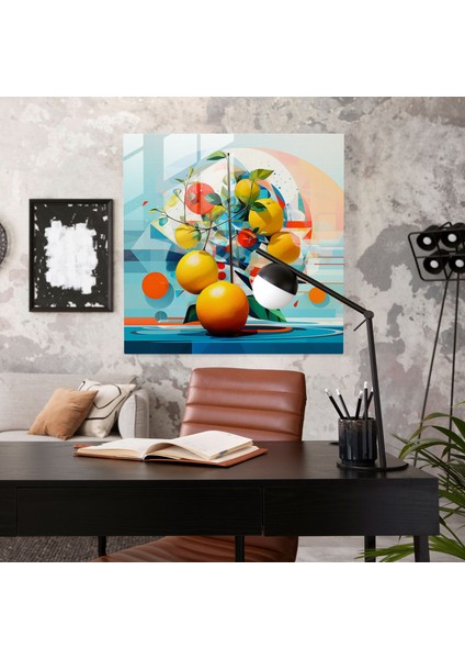 Modern Limon Ağacı Dijital Sanat Cam Tablosu - Limon Ağacı Cam Duvar Sanatı Büyüleyici Tasarım Cam Sanatı fiyatları