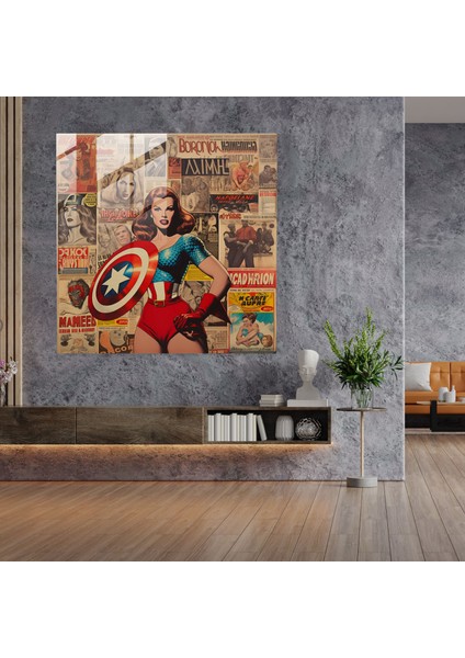 Marvel Vintage Koleksiyonu Cam Tablo - Marvel Çizgi Roman Kapakları Duvar Dekorasyonu Cam Sanatı fiyatları