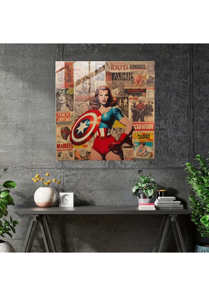 Marvel Vintage Koleksiyonu Cam Tablo - Marvel Çizgi Roman Kapakları Duvar Dekorasyonu Cam Sanatı modelleri
