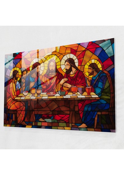 Isa'nın Son Akşam Yemeği Cam Sanatı - Isa'nın Son Akşam Yemeği Cam Sanatı Cam Tablo Soyut Vitray Mozaik