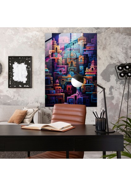 Inka Medeniyeti Geometrik Cam Tablo - Maya Ev Dekorasyonu Duvar Dekorasyonu Cam Tablo fiyatları