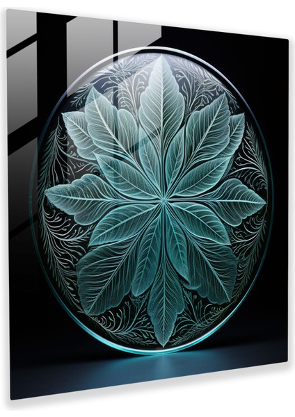 Simetri Yapraklar Cam Sanatı - Yapraklar Duvar Dekorasyonu Oymalı Cam Eserleri