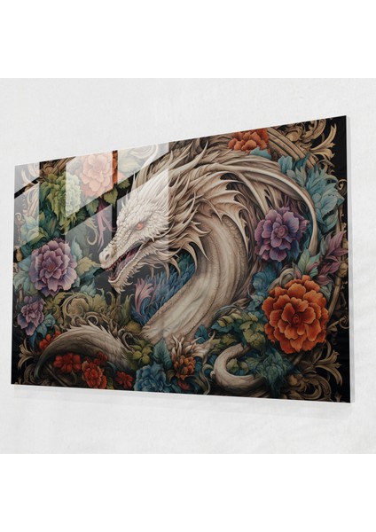 Efsanevi Ejderha Cam Tablo - Ortaçağ Ejderha Büyülü Desen