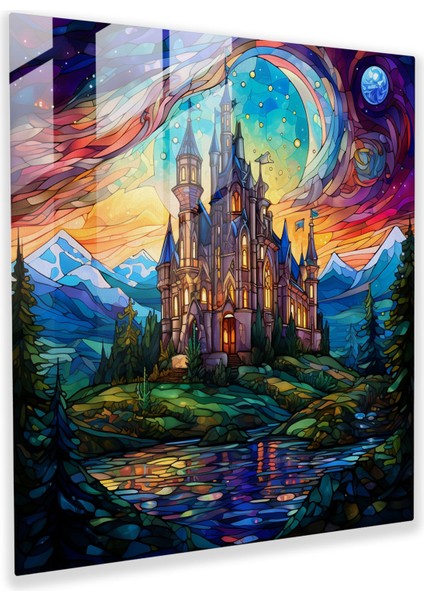 Orta Dünya Cam Tablo - Büyü Şatosu - Orta Dünya Şato Cam Duvar Sanatı Büyü