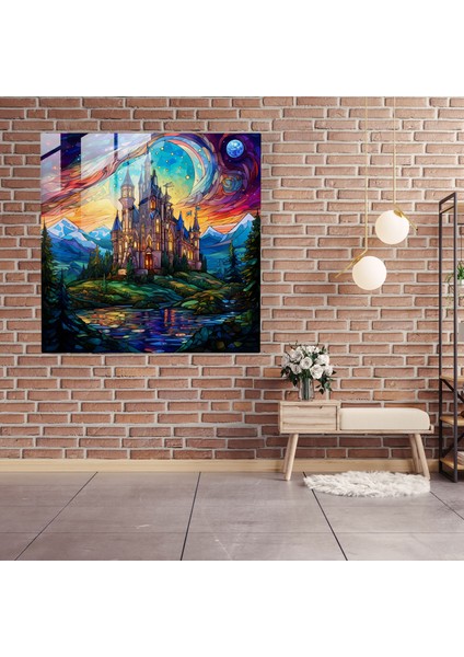 Orta Dünya Cam Tablo - Büyü Şatosu - Orta Dünya Şato Cam Duvar Sanatı Büyü fiyatları