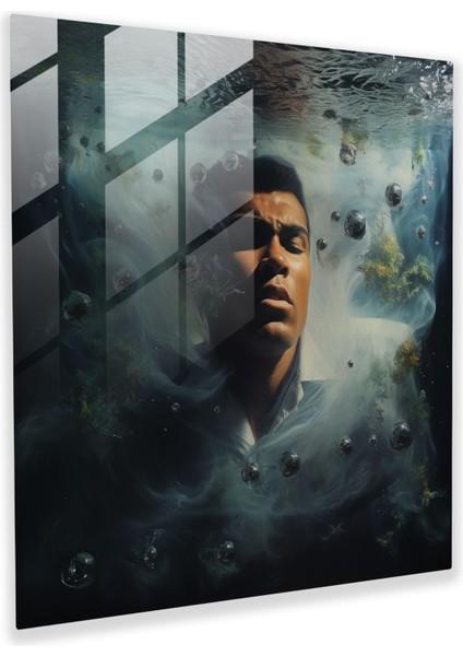Muhammad Ali Gerçeküstü Cam Tablo - Muhammad Ali Gerçeküstü Cam Tablo